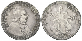 ROMA
Benedetto XIV (Prospero Lorenzo Lambertini), 1740-1758.
Mezzo Scudo romano 1754 a. XIV.
Ag gr. 12,73
Dr. BENED XIV - PONT MAX AN XIV. Busto a...