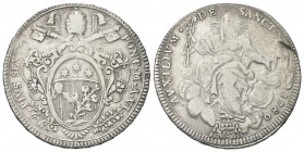 ROMA
Pio VI (Giannangelo Braschi), 1775-1799.
Scudo Romano 1780 a. VI.
Ag gr. 26,26
Dr. PIVS SEXTVS - PONT M A VI. Stemma Braschi ovale semplice i...