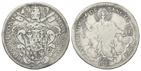 ROMA
Pio VI (Giannangelo Braschi), 1775-1799.
Mezzo Scudo 1775 a. I.
Ag gr. 12,75
Dr. PIVS VI PONT - MAX ANNO I. Stemma sormontato da triregno e c...