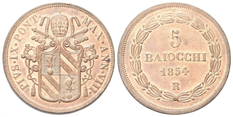 ROMA
Pio IX (Giovanni Maria Mastai Ferretti), 1846-1878.
5 Baiocchi 1854 a. VI...