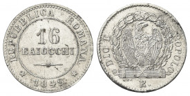 ROMA
Seconda Repubblica Romana, 1848-1849.
16 Baiocchi 1849.
Mi gr. 8,30
Dr. Valore entro cerchio perlinato.
Rv. Aquila su fascio entro corona di...