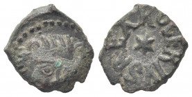 SALERNO
Ruggero II, Re di Sicilia, 1130-1154.
Frazione di Follaro.
Æ gr. 1,61
Dr. Testa leonina.
Rv. ROGERIVS REX. Stella.
CNI 32; MEC 14, 250....