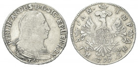 SICILIA
Ferdinando IV (I) di Borbone, 1759-1816.
Da 6 Tarì 1797.
Ag gr. 13,27
Dr. FERDINANDUS D G SIC ET HIER REX. Busto corazzato a d.; sotto, T ...