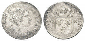 TORRIGLIA
Violante Doria Lomellini, 1654-1671.
Luigino 1669. 
Mi gr. 2,23
Dr. PVLCRA VIRTVTIS IMAGO. Busto femminile a d.
Rv. QVINQVE BONIT VNCIA...