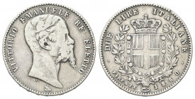 RE ELETTO
Vittorio Emanuele II, 1859-1861.
2 Lire 1860 Firenze, II° Tipo.
Ag
Dr. Testa del sovrano rivolta a d.
Rv. Stemma sabaudo crociato sormo...