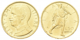 REGNO D’ITALIA
Vittorio Emanuele III, 1900-1943.
50 Lire 1933 a. XI Roma, Littore.
Au
Dr. Testa scoperta del sovrano con collare, rivolta a s. 
R...