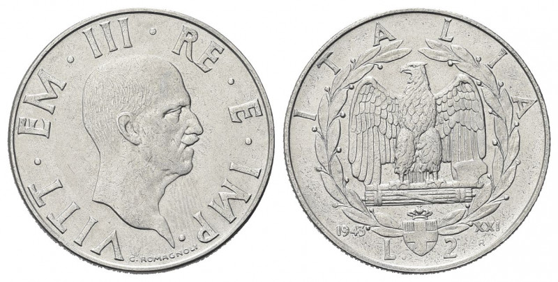 REGNO D’ITALIA
Vittorio Emanuele III, 1900-1943.
2 Lire 1943 a. XXI Roma, Impe...