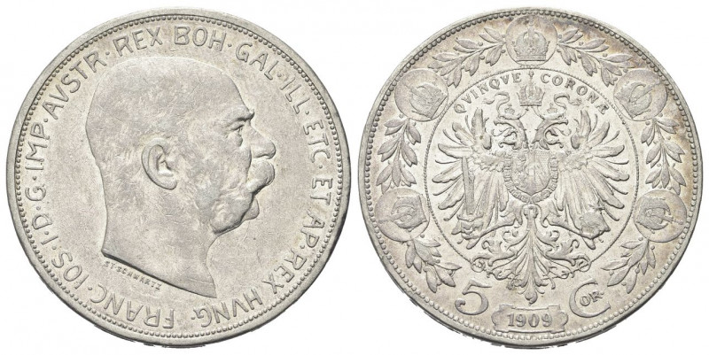 AUSTRIA
Francesco Giuseppe, 1848-1916.
5 Corona 1909.
Ag gr. 24,01
Dr. Testa...