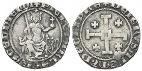 CIPRO
Pietro I, 1359-1369.
Grosso.
Ag gr. 4,50
Dr. Il re seduto su trono tiene spada e globo crucigero.
Rv. Croce di Gerusalemme. 
Malloy 78.
R...