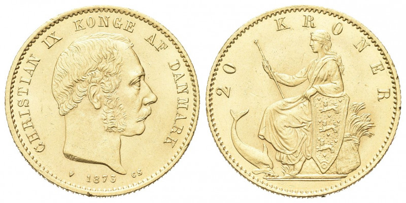 DANIMARCA
Cristiano IX, 1863-1906.
20 Kroner 1873.
Au gr. 8,94
Dr. Testa nud...