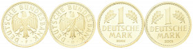 GERMANIA
Repubblica Federale Tedesca, dal 1949
Dittico 1 Marco 2001 F e D, Ritiro del Marco.
Au gr. 23,95 gr. totali
Dr. Aquila.
Rv. Valore tra d...