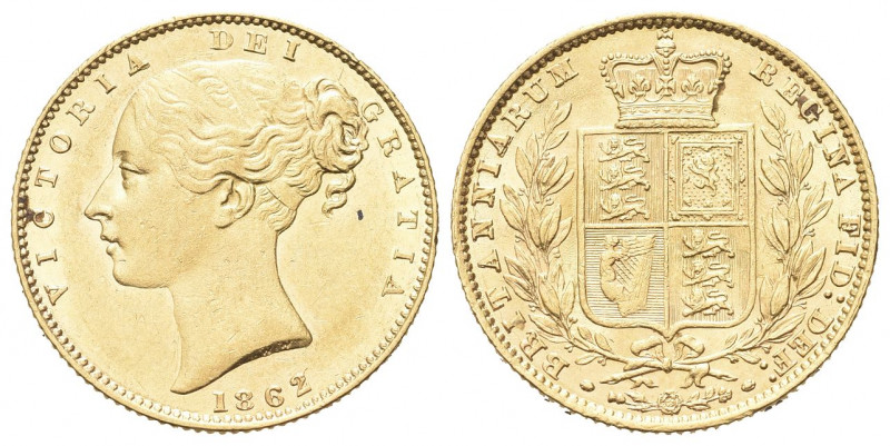 GRAN BRETAGNA
Regina Vittoria, 1837-1901.
Sterlina 1862.
Au gr. 7,97
Dr. Tes...