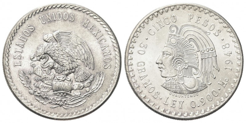 MESSICO
Repubblica, dal 1821.
5 Pesos 1948.
Ag gr. 29,87
Dr. Aquila ad ali s...