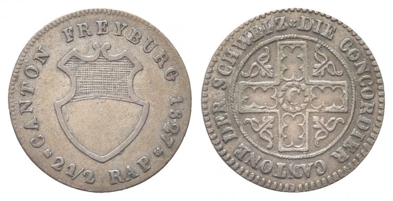 SVIZZERA
Cantone di Friburgo.
2 e 1/2 Rappen 1827.
Mi gr. 1,30
Dr. CANTON FR...