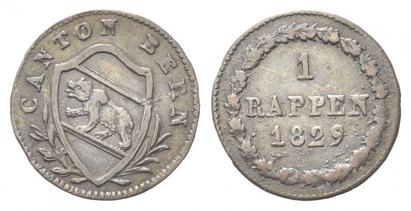 SVIZZERA
Cantone di Berna.
Rappen 1829.
Æ gr. 0,64
Dr. CANTON BERN. Stemma d...