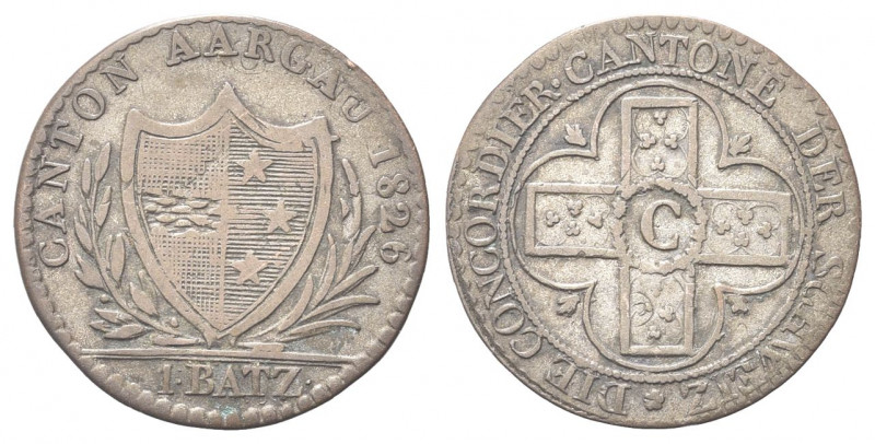SVIZZERA
Cantone di Argovia.
Batzen 1826.
Mi gr. 2,66
Dr. CANTON AARGAU. Ste...