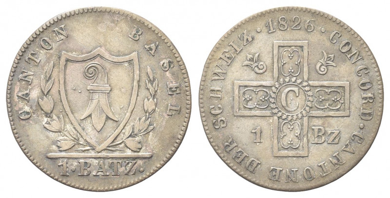 SVIZZERA
Cantone di Basilea.
Batzen 1826.
Mi gr. 2,66
Dr. CANTON BASEL. Stem...