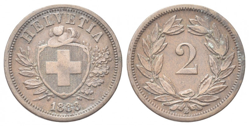 SVIZZERA
Confederazione Elvetica, dal 1848.
2 Rappen 1888 B.
Æ gr. 2,47
Dr. ...