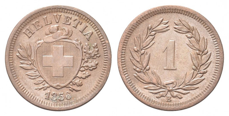 SVIZZERA
Confederazione Elvetica, dal 1848.
Rappen 1856 B.
Æ gr. 1,41
Dr. Sc...