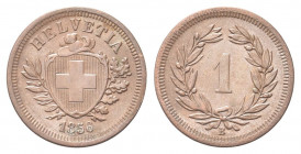 SVIZZERA
Confederazione Elvetica, dal 1848.
Rappen 1856 B.
Æ gr. 1,41
Dr. Scudo con croce Elvetica tra rami di alloro e quercia; sotto, data.
Rv....