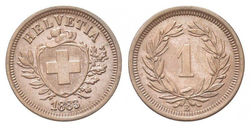 SVIZZERA
Confederazione Elvetica, dal 1848.
Rappen 1883 B.
Æ gr. 1,49
Dr. Sc...