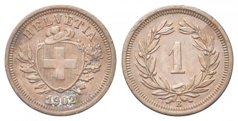 SVIZZERA
Confederazione Elvetica, dal 1848.
Rappen 1902 B.
Æ gr. 1,49
Dr. Sc...