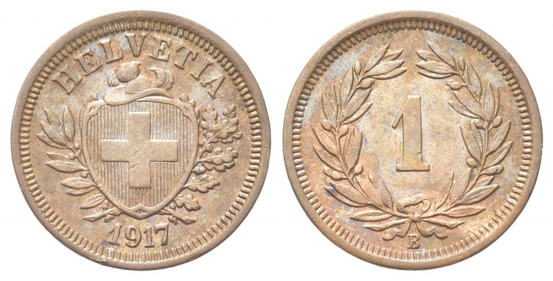 SVIZZERA
Confederazione Elvetica, dal 1848.
Rappen 1917 B.
Æ gr. 1,49
Dr. Sc...