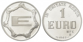 BOLOGNA
Repubblica Italiana, dal 1946.
1 Euro 1965.
Ag gr. 11,81 mm. 29,4
Dr. Grande E; attorno, una corona di quattordici mani (l’Europa come uni...