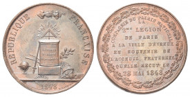 FRANCIA
II Repubblica, 1848-1852.
Medaglia 1848 opus A. Garnier.
Ac gr. 21,75 mm. 34
Dr. REPUBBLIQUE - FRANCAISE. Base su cui sono scritte, in tre...