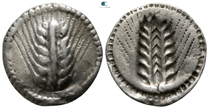 Lucania. Metapontion 540-510 BC. 
Drachm AR

17mm., 2,53g.

Ear of barley /...