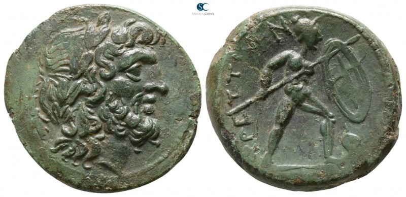 Bruttium. The Brettii 211-208 BC. 
Reduced Uncia Æ

22mm., 7,00g.

Laureate...