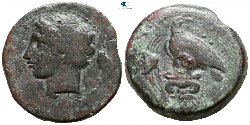 Sicily. Akragas 400-380 BC. 
Hemilitron Æ

24mm., 16,29g.

Horned head of y...