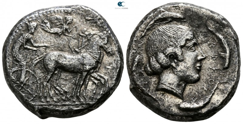 Sicily. Syracuse. Second Democracy 466-405 BC. 
Tetradrachm AR

23mm., 16,06g...