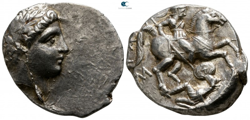 Kings of Paeonia. Patraos 335-315 BC. 
Tetradrachm AR

27mm., 12,51g.

Laur...