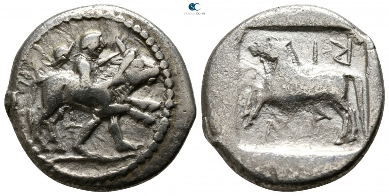 Thessaly. Larissa 460-450 BC. 
Drachm AR

18mm., 5,98g.

Thessalos, nude bu...