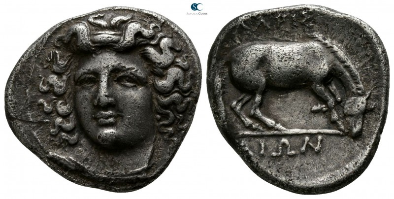 Thessaly. Larissa 356-342 BC. 
Drachm AR

19mm., 5,91g.

Head of the nymph ...