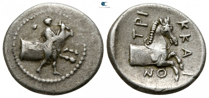 Thessaly. Trikka 440-400 BC. 
Hemidrachm AR

14mm., 2,67g.

Thessalos, nude...