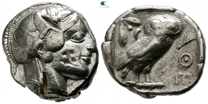 Attica. Athens 454-404 BC. 
Tetradrachm AR

23mm., 17,06g.

Head of Athena ...