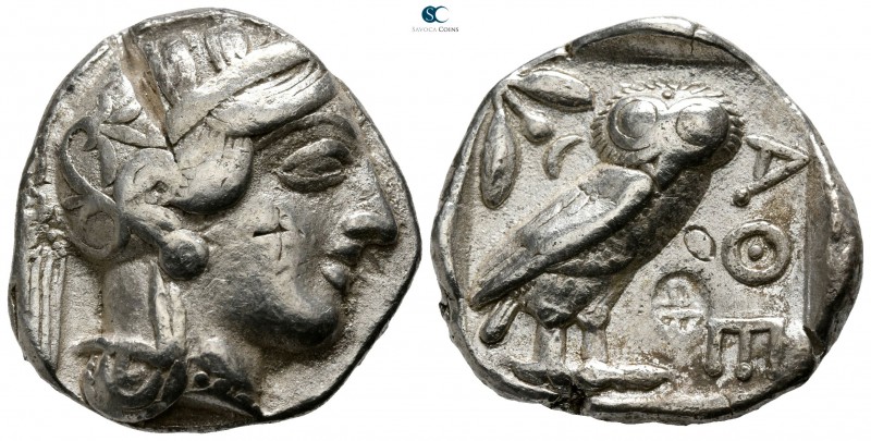 Attica. Athens 454-404 BC. 
Tetradrachm AR

23mm., 17,05g.

Head of Athena ...