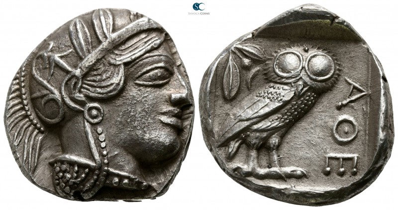 Attica. Athens 454-404 BC. 
Tetradrachm AR

23mm., 17,06g.

Helmeted head o...