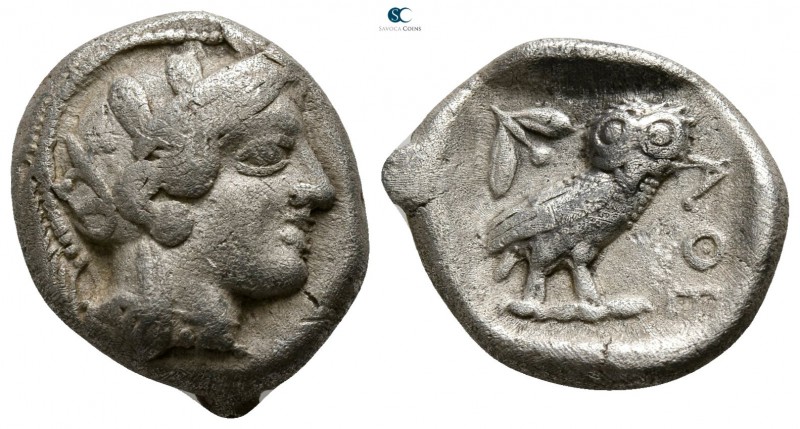 Attica. Athens 454-404 BC. 
Drachm AR

15mm., 4,06g.

Head of Athena with p...