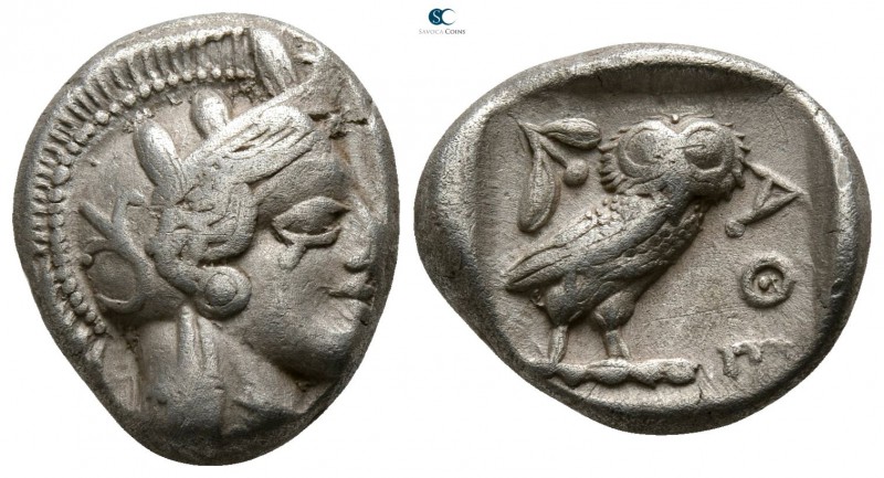 Attica. Athens 454-404 BC. 
Drachm AR

14mm., 4,17g.

Head of Athena with p...