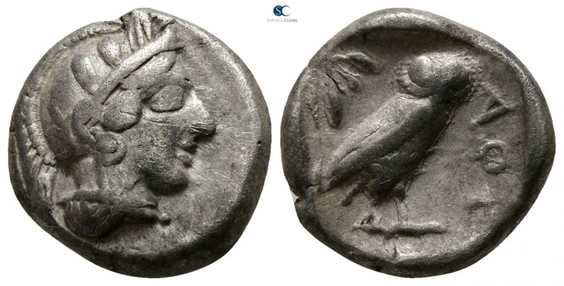 Attica. Athens 454-404 BC. 
Drachm AR

13mm., 4,21g.

Head of Athena with p...