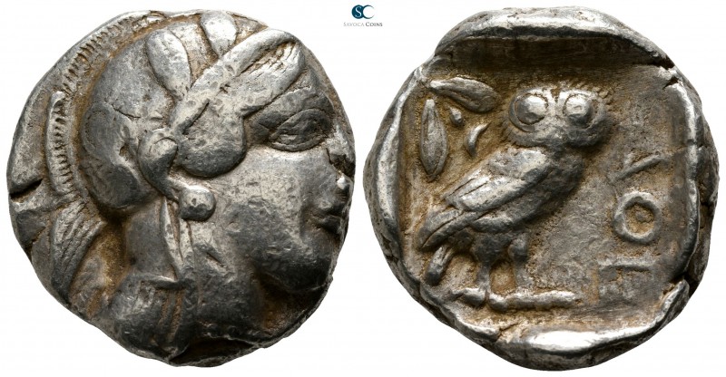 Attica. Athens 430-420 BC. 
Tetradrachm AR

24mm., 17,03g.

Head of Athena ...
