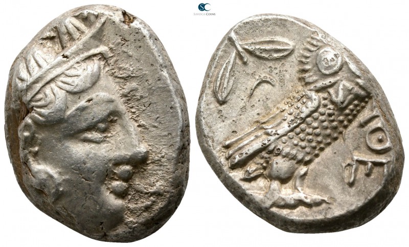 Attica. Athens 353-294 BC. 
Tetradrachm AR

23mm., 17,18g.

Helmeted head o...