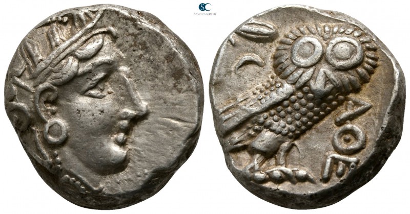 Attica. Athens 353-294 BC. 
Tetradrachm AR

21mm., 17,18g.

Helmeted head o...