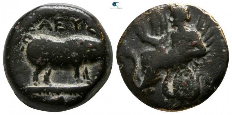 Attica. Eleusis 340-335 BC. 
Bronze Æ

14mm., 4,49g.

Triptolemos seated le...