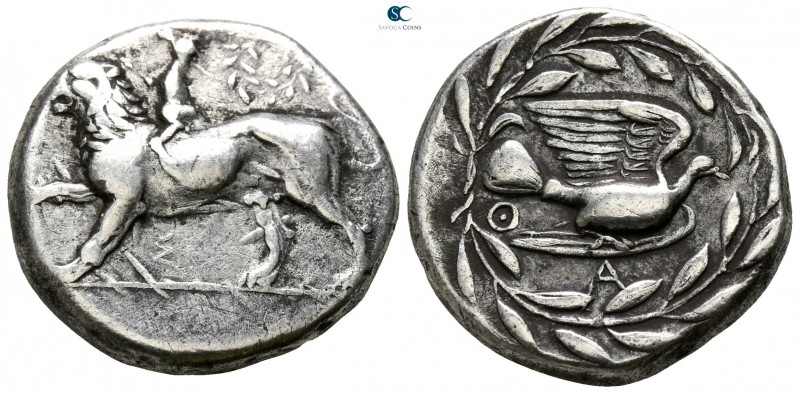 Sikyonia. Sikyon 350-340 BC. 
Stater AR

22mm., 11,91g.

Chimaira standing ...