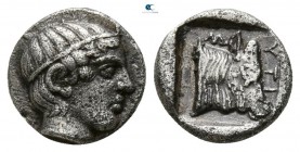 Lesbos. Mytilene 440-400 BC. Obol AR
