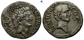 Marcus Antonius, Lucius Antonius with L. Cocceius Nerva 41 BC. Mint moving with Antonius. Denarius AR